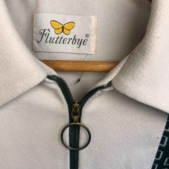 Vintage 70s Flutterbye Pointed Collar Zipper Front Shirt - Picture 3 of 8